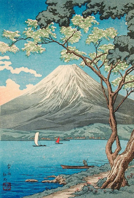 富士山 Mt.Fuji 書家：野原神川ガラスオブジェ 手書き 103034-1-thumbnail.webp
