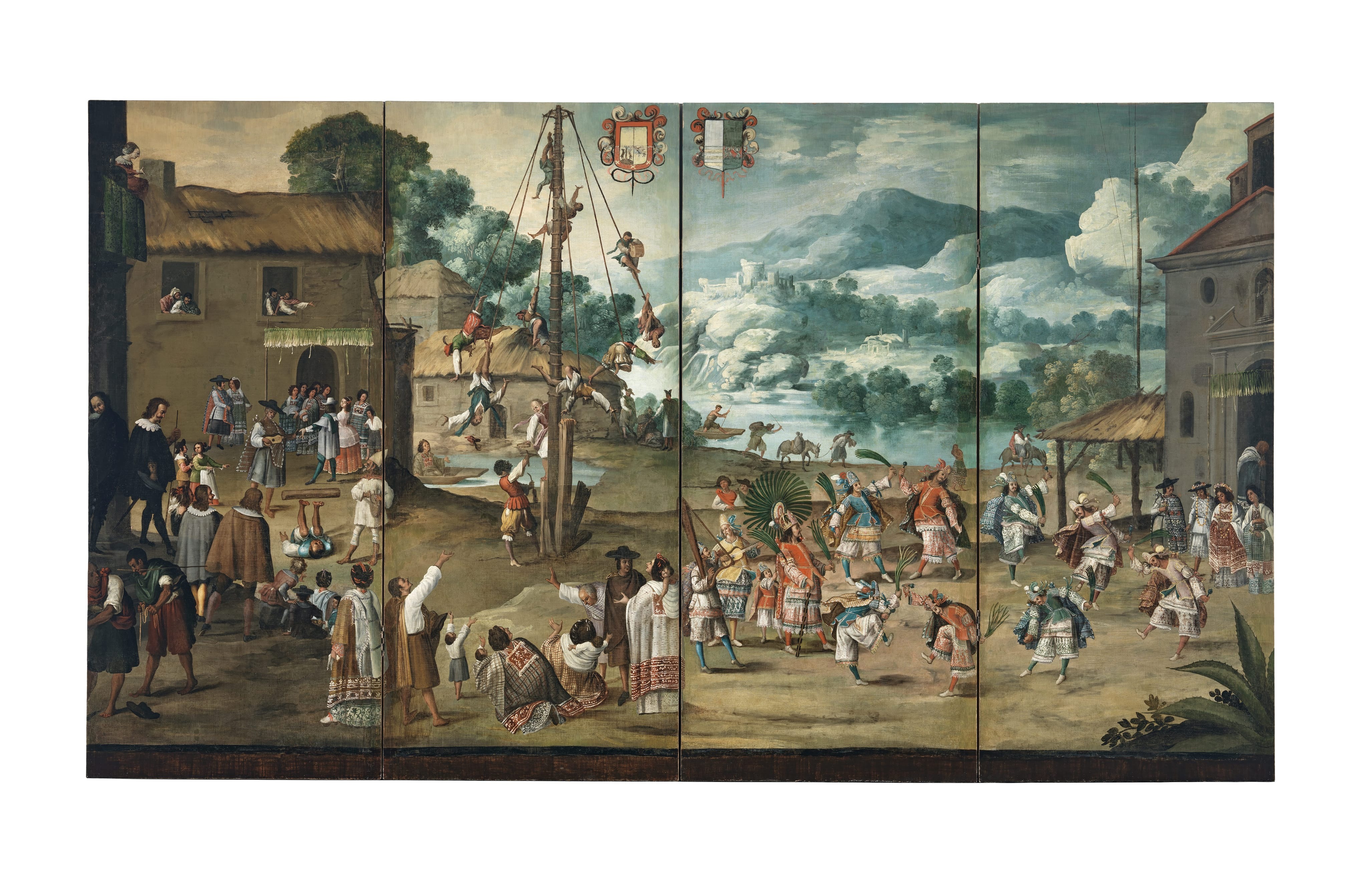 Unidentified artist, Folding Screen with Indian Wedding, Mitote