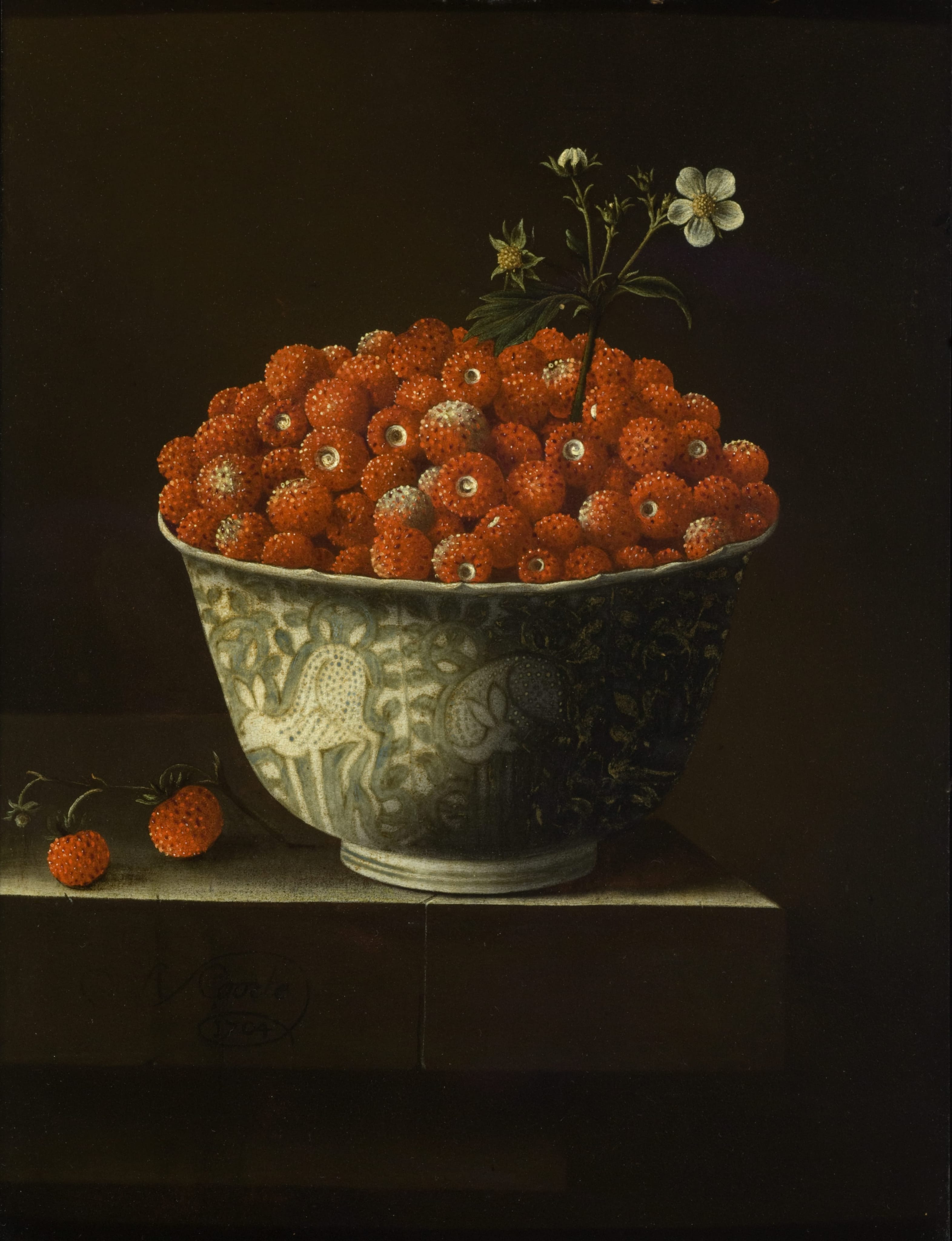 Adriaen Coorte, Strawberries in a Chinese Porcelain Bowl, 1704