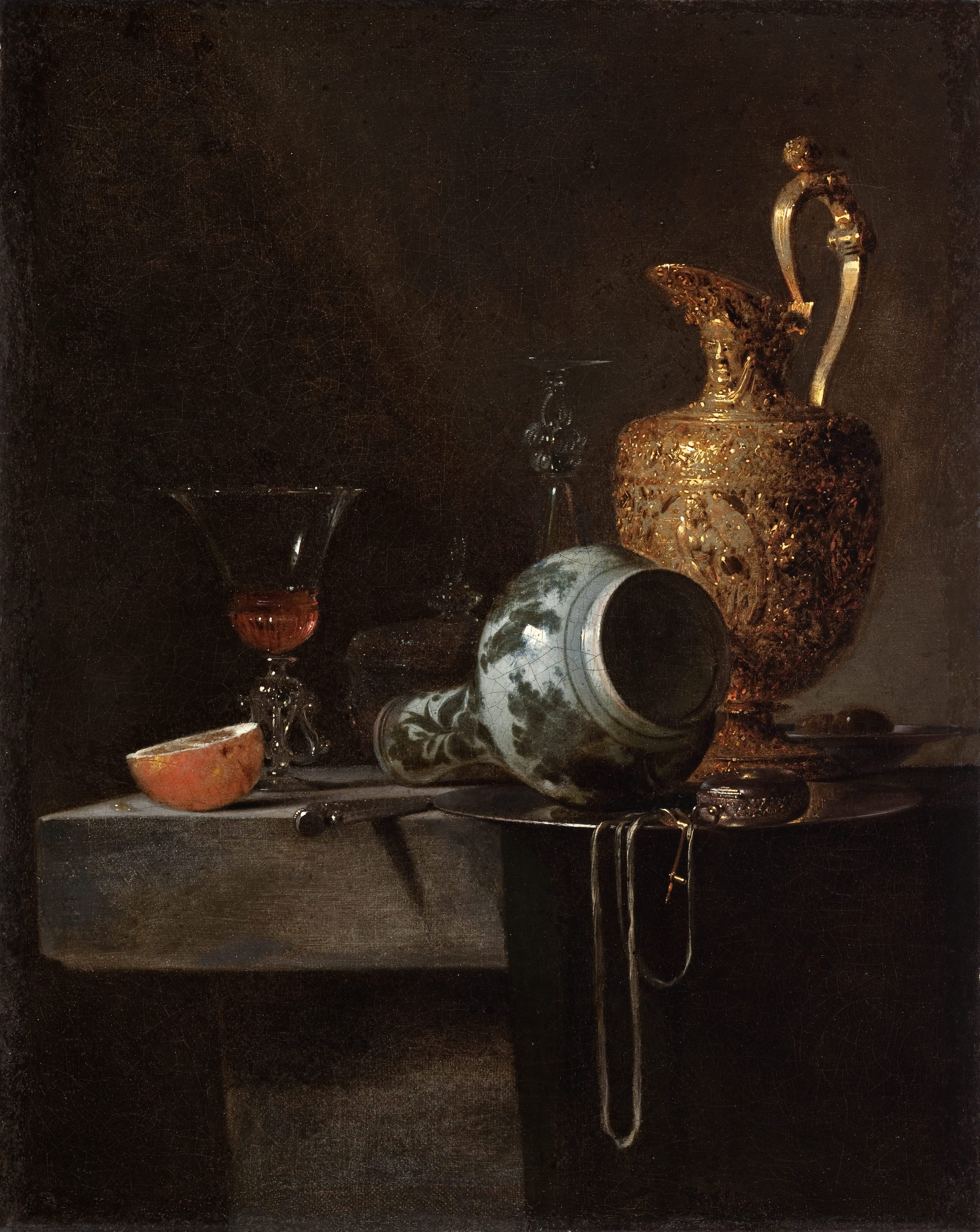 Willem Kalf, Still Life with a Porcelain Vase, Silver-gilt Ewer