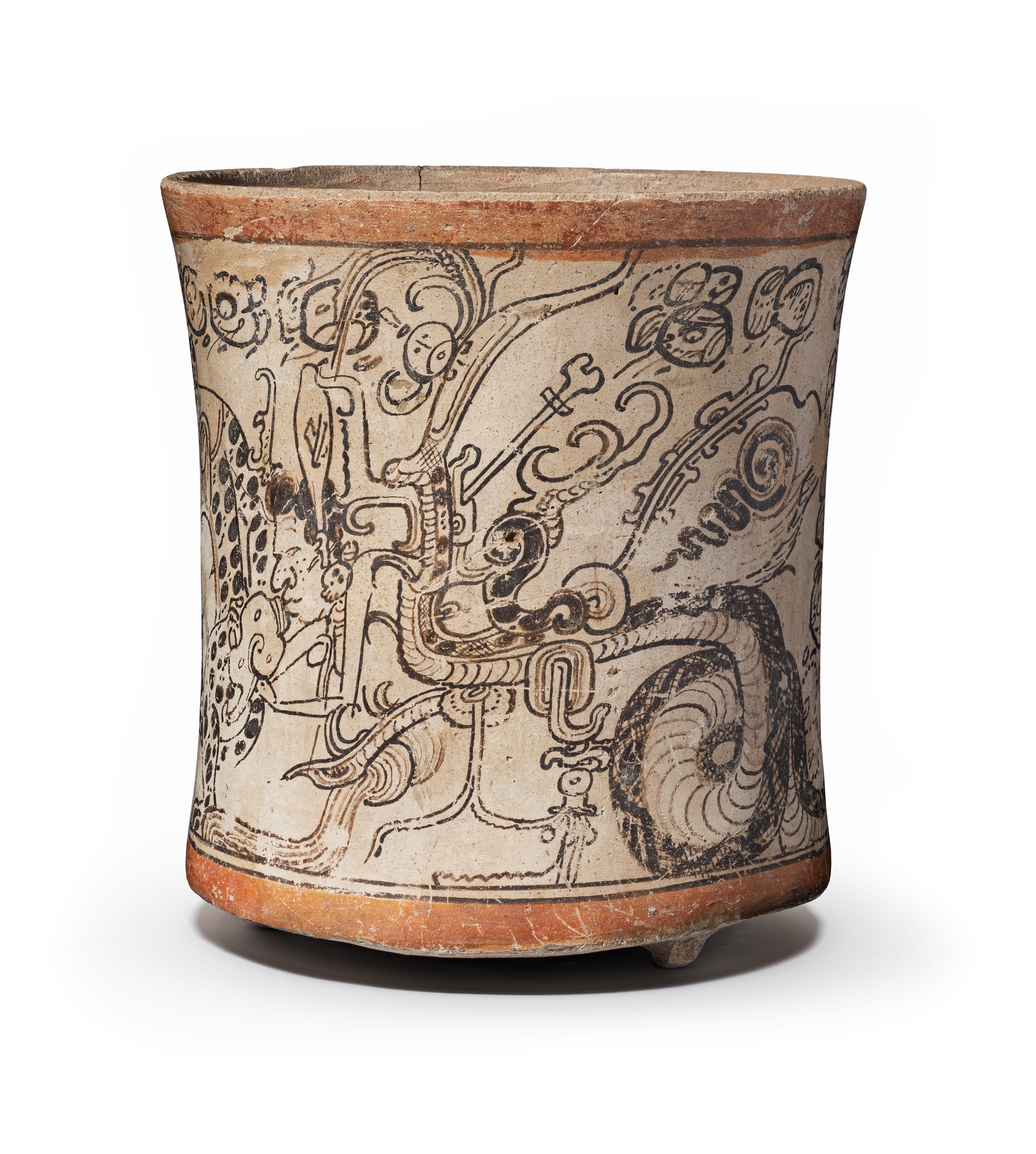 陶器　鉢　アガベ　植物　Japan　history　　Art　culture Unknown, Drinking Vessel Depicting Otherworldly Toad, Jaguar, and