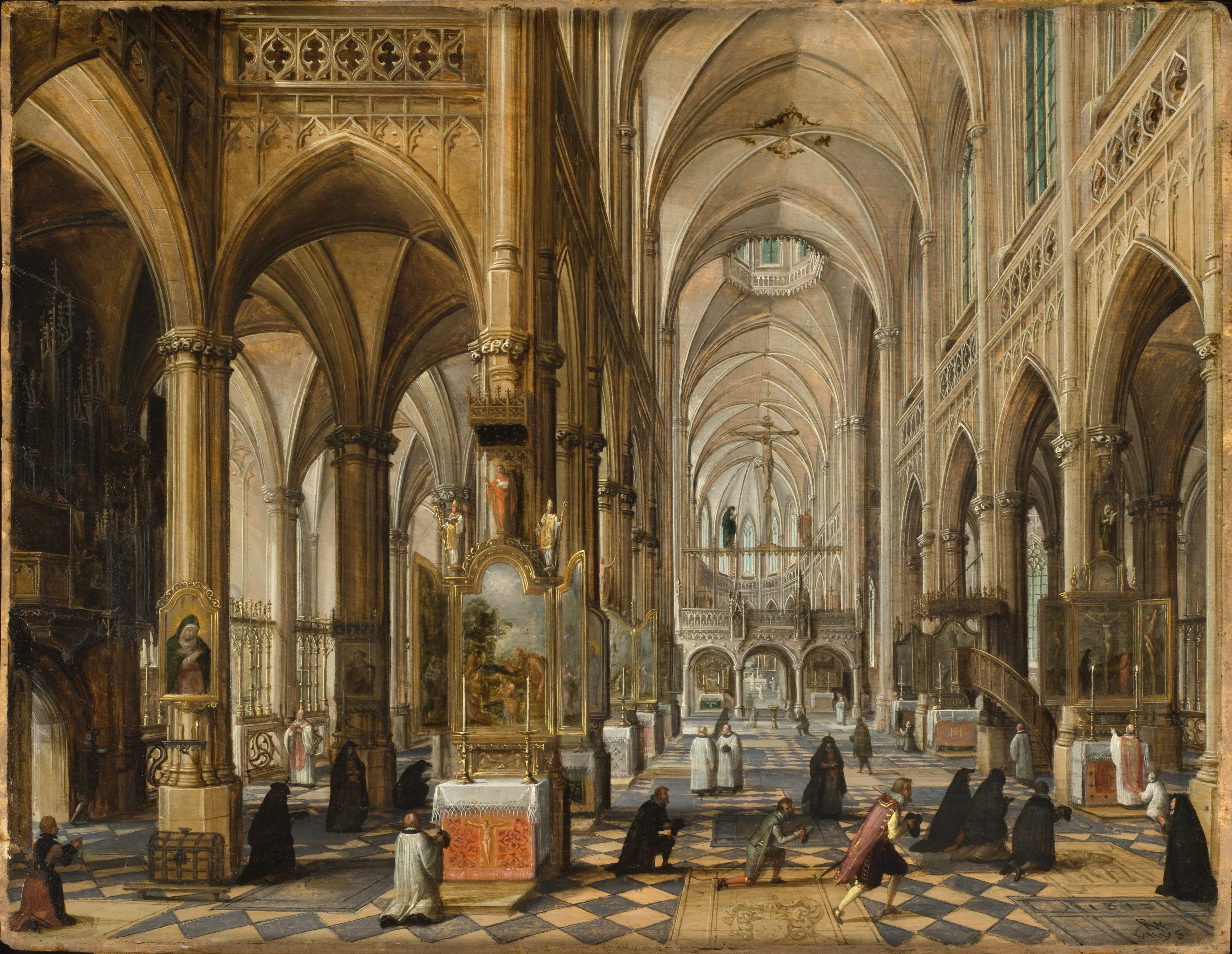 Paul Vredeman de Vries, Interior of a Gothic Cathedral, 1612