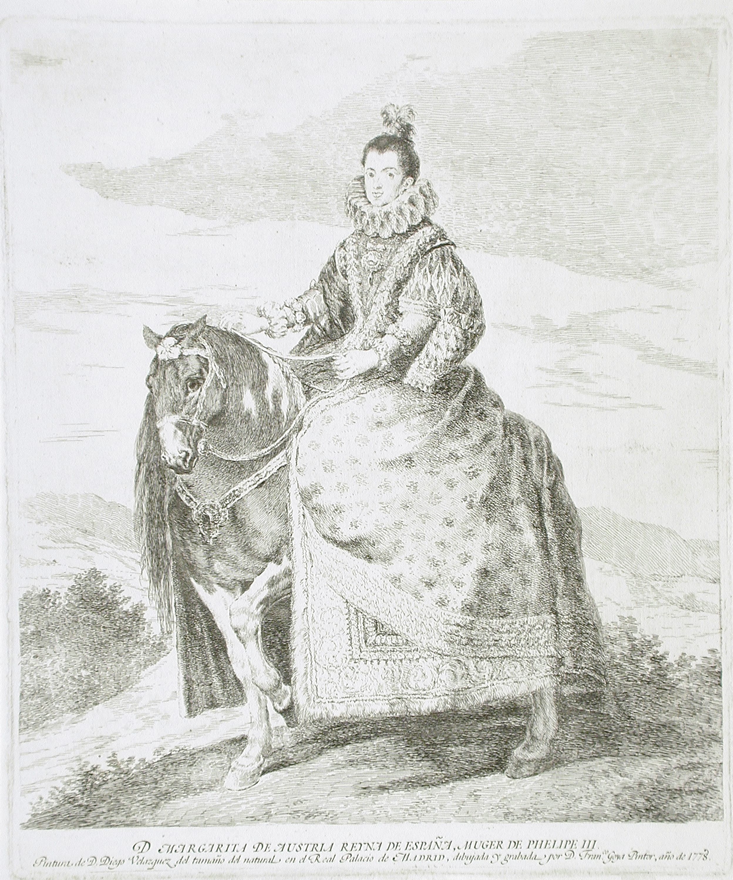 Margarita of Austria, Queen of Spain, on Horseback