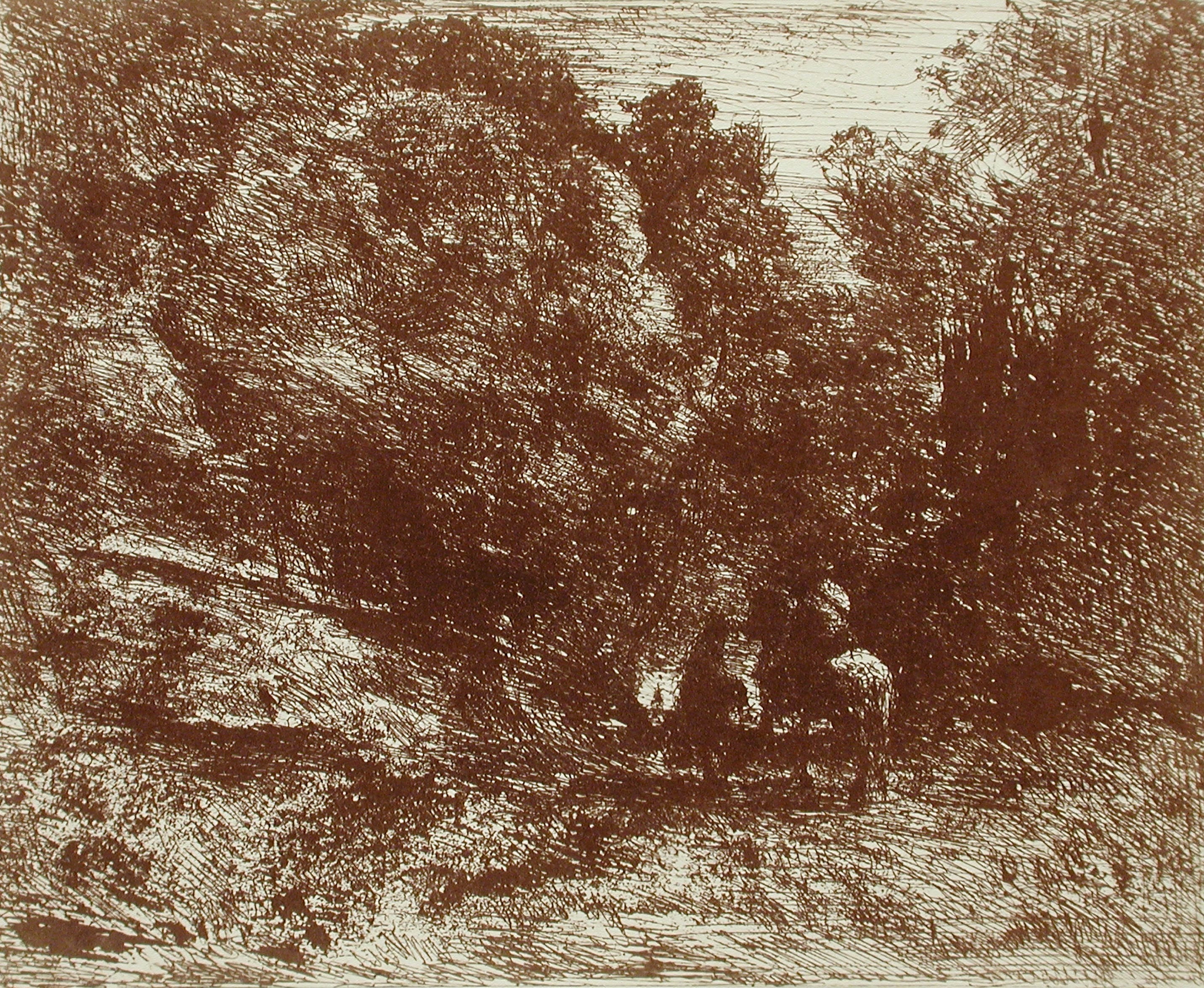 Le Cavalier en forêt et le piéton