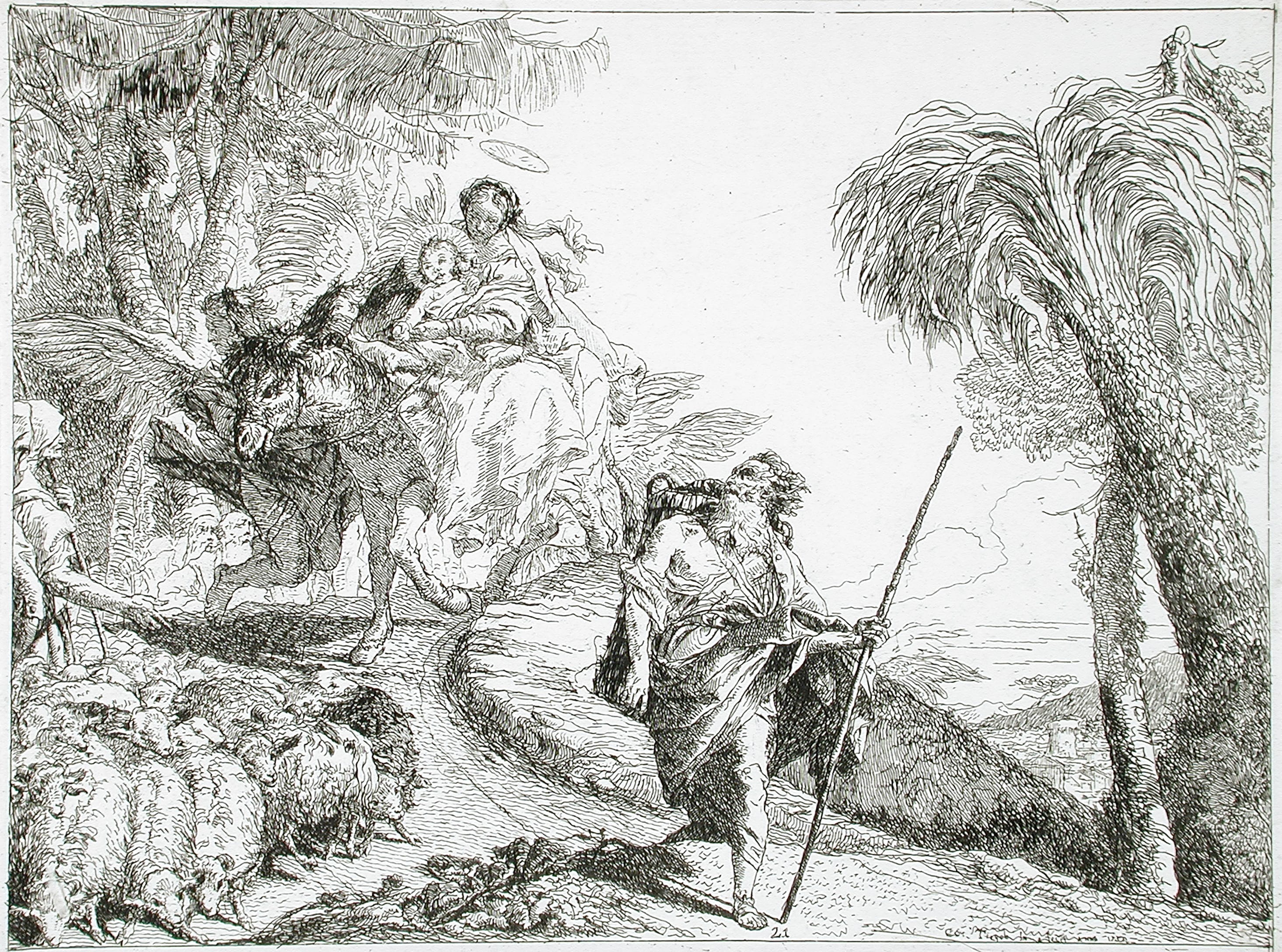 The Holy Family Descending a Forest Path, Near a Flock and Some Shepherds