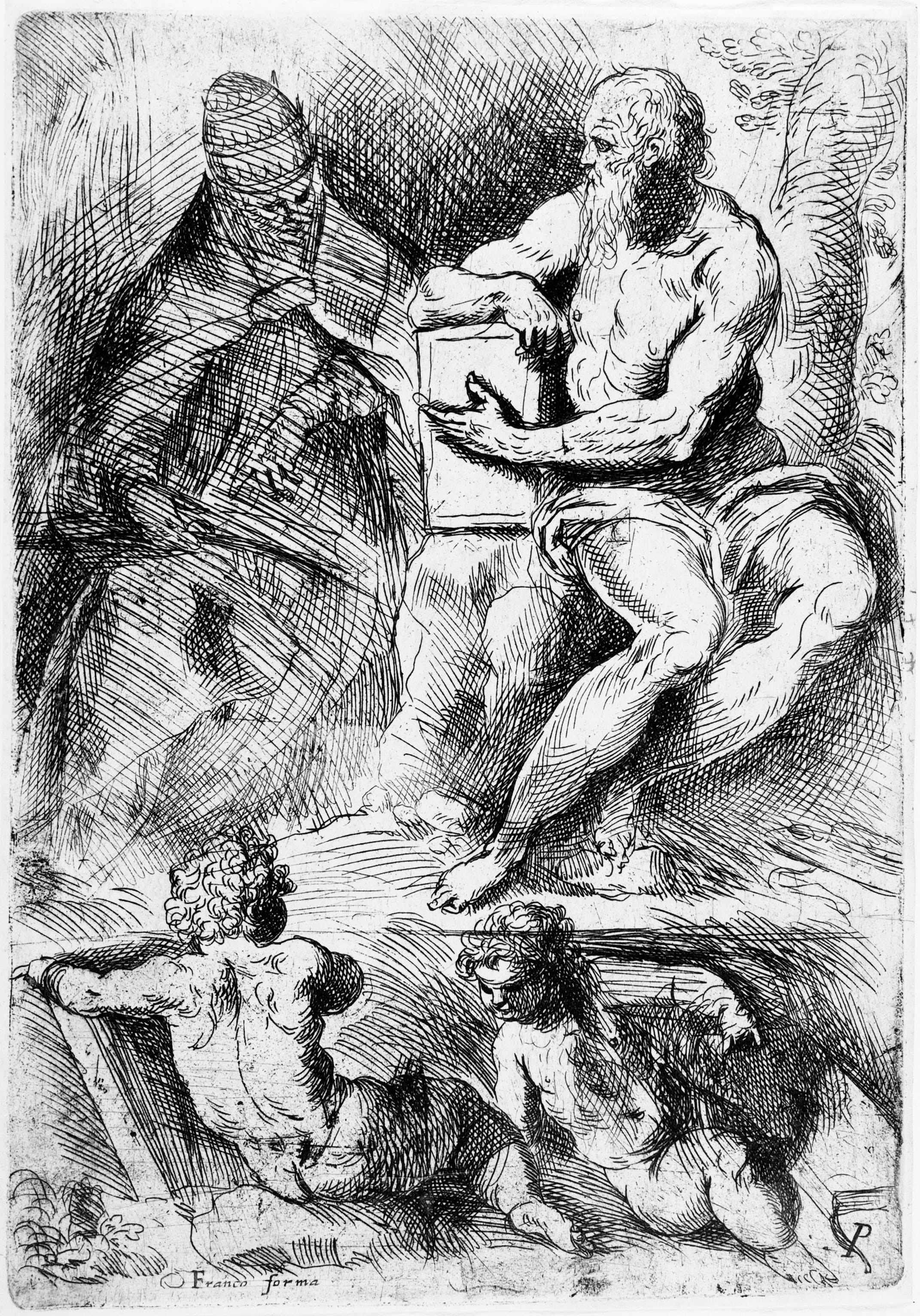St. Jerome, Pope Damasus, and Two Putti