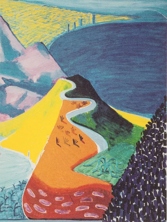 David Hockney, Pacific Coast Highway and Santa Monica (detail
