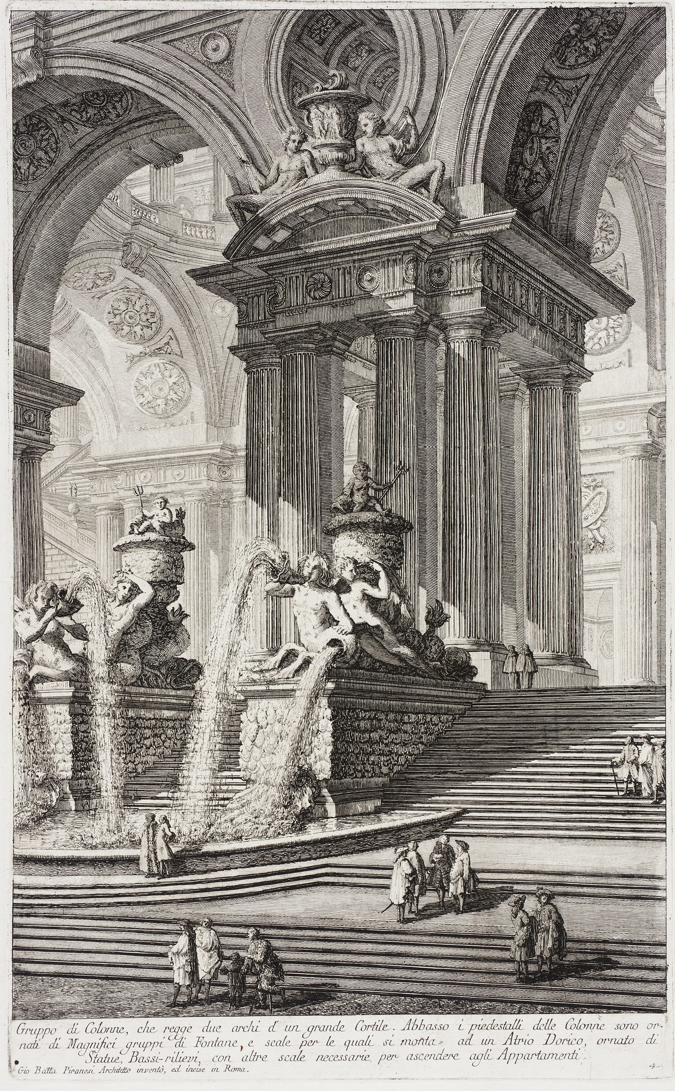Group of columns which support two arches of a great courtyard...