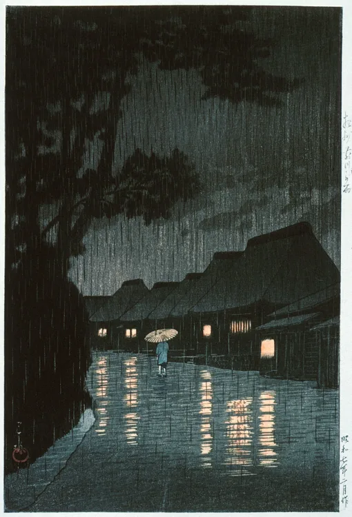 Kawase Hasui, Rain in Maekawa, Sōshū, February, 1932 | LACMA