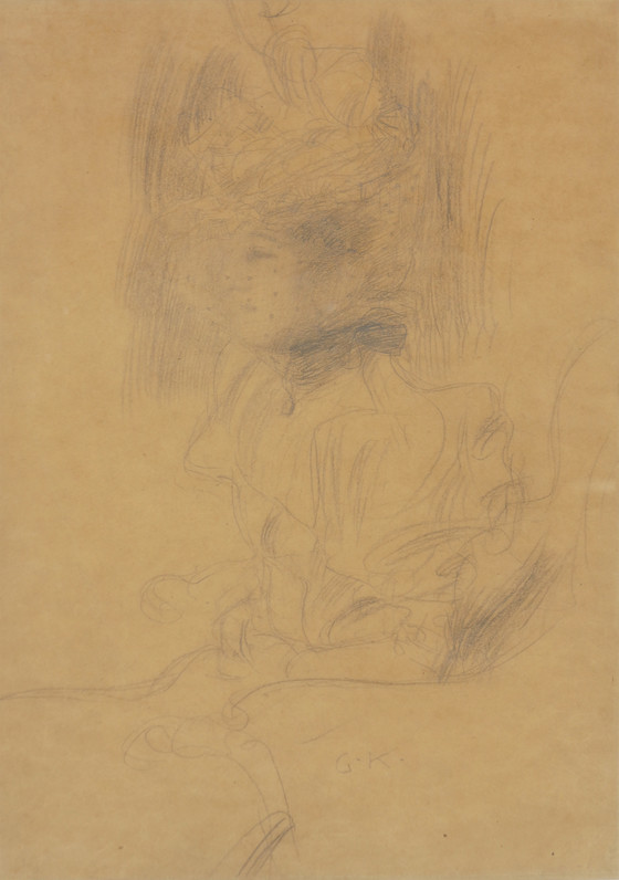 Seated Woman with Hat and Veil by Gustav Klimt